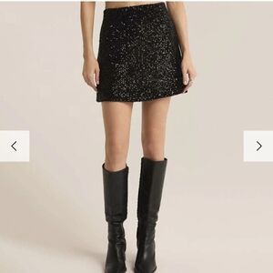 Z SUPPLY  Ciera Sequin Mini Skirt Black Womens Size Large